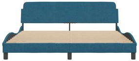 Estrutura de cama c/ cabeceira 180x200 cm veludo azul