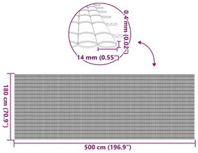 Cerca de jardim dupla face cinzento 1,8x5 m PVC