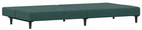 Sofá-cama 2 lugares c/ apoio de pés veludo verde-escuro