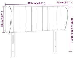 Cabeceira de cama c/ abas veludo 103x23x78/88cm azul-escuro