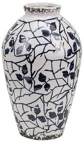 Vaso de cerâmica grés branca e azul marinho 22 cm MALLIA Beliani