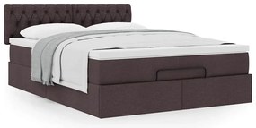 Cama otomana com colchão 140x190 cm tecido castanho escuro