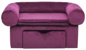 Sofá para cães com gaveta 75x50x38 cm pelúcia bordô