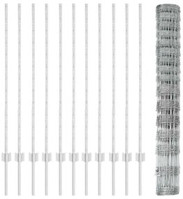 Postes de Cerca vidaXL 22 pcs U-Channel 120 cm Aço Galvanizado