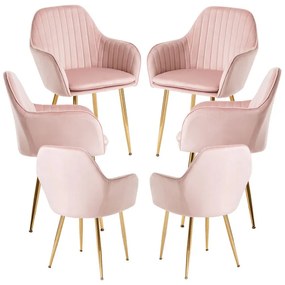 Pack 6 Cadeiras Chic Golden - Rosa