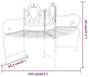 Banco para árvore 150 cm aço preto