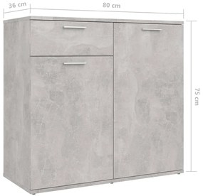 Aparador 160x36x75 cm contraplacado cinzento cimento