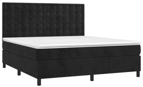 Cama box spring c/ colchão/LED 160x200 cm veludo preto