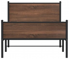 Estrutura de cama sem colchão 100x200cm metal carvalho castanho