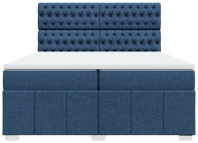 Cama com molas/colchão 200x200 cm tecido azul