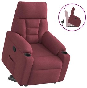 vidaXL Poltrona reclinável elevatória tecido vermelho tinto