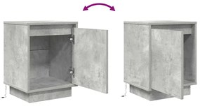 Mesas cabeceira c/ luzes LED 2 pcs 38x34x50 cm cinzento-cimento