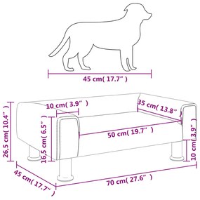 Cama para cães 70x45x26,5 cm veludo azul