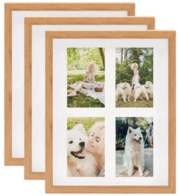 vidaXL Molduras 3D 3 pcs 28x35 cm p/ foto de 4x(10x15 cm) cor carvalho