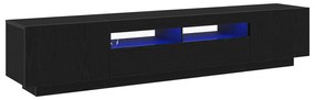 Cabide de TV vidaXL com Luzes LED em Carvalho Preto 200x35x40 cm em Ma