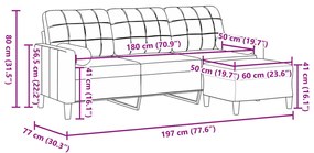 Sofá de 3 lugares com apoio de pés 180 cm veludo rosa