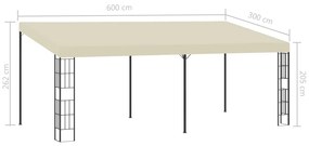 Gazebo de montagem na parede 3x6 m tecido creme