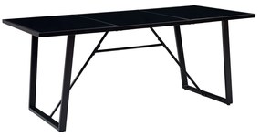 vidaXL Mesa de jantar 180x90x75 cm vidro temperado preto