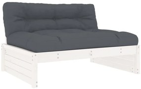 5pcs conjunto lounge jardim c/ almofadões madeira maciça branco