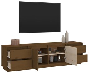 Móvel de TV 176x37x47,5 cm madeira de pinho maciça castanho mel