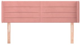 Cabeceira de cama c/ abas veludo 147x16x78/88 cm rosa