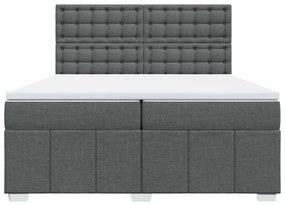 Cama com molas/colchão 200x200 cm tecido cinzento-escuro