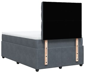 Cama boxspring com colchão 120x190 cm veludo cinzento-escuro