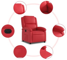 Poltrona reclinável elétrica couro artificial vermelho