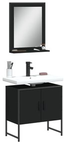 vidaXL 2 pcs conjunto móveis casa de banho derivados de madeira preto
