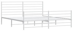 Estrutura de cama com cabeceira e pés 200x200 cm metal branco