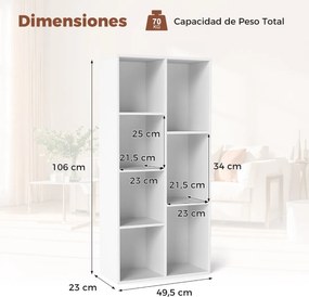 Estante sala, escritório com 7 cubos 49,5 cm x 23 cm x 106 cm vertical ou horizontal Branco