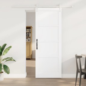 Porta Deslizante vidaXL com Conjunto de Ferragens Branca 78x211 cm Madeira Maciça de Pinus