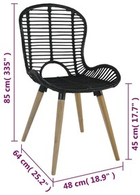 Cadeiras de jantar 4 pcs vime natural preto