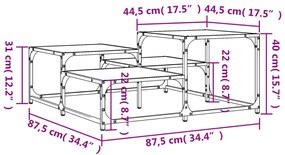 Mesa centro 87,5x87,5x40 cm derivados madeira carvalho castanho