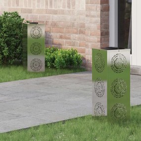 vidaXL Luz Solar LED de Caminho 2 pcs Prateado Aço inoxidável