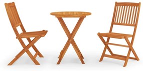 vidaXL 3 pcs conj. jantar exterior dobrável madeira eucalipto maciça