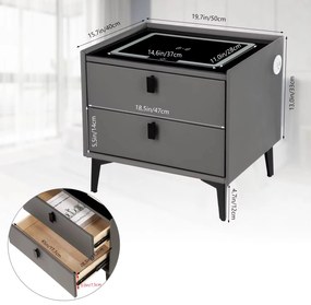Mesa de Cabeceira Lux Inteligente com Carregador Wireless e Luz LED –