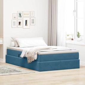 vidaXL Cama com arrumação e colchão Azul 120 x 190 cm Veludo