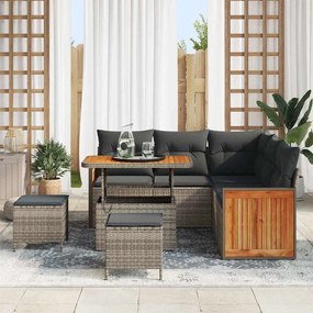 Conjunto de Sofás de Jardim vidaXL de 8 Peças com Almofadas Cinza Ratt