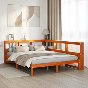 vidaXL Cama com estante sem colchão 160x200 cm pinho maciço