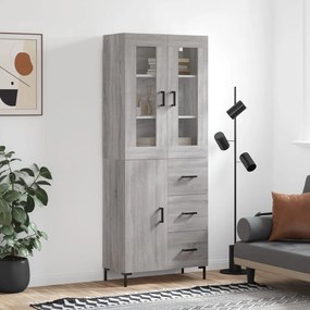 vidaXL Armário alto 69,5x34x180 cm derivados de madeira sonoma cinza