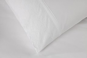 Percal 400 Fios - Jogos de lençóis cor branco - Premium Luxor: 1 lençol inferior não ajustável 260x290 cm + 1 lençol superior 260x290 cm + 2 fronhas 50x70 cm