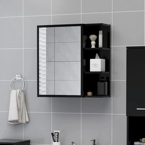Armário de WC c/ espelho 62,5x20,5x64 cm contraplacado preto