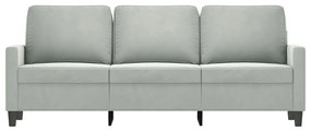 Sofá de 3 lugares 180 cm veludo cinzento-claro
