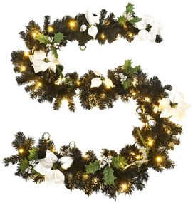 Grinalda de Natal com luzes LED 2,7 m PVC preto