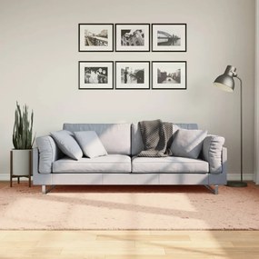 vidaXL Tapete pelo curto macio e lavável HUARTE 160x230 cm rosa-pálido