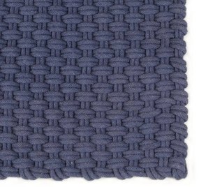Tapete retangular natural 200x300 cm algodão azul marinho