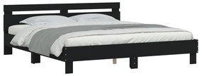Estrutura cama c/ cabeceira e luzes LED 180x200 cm preto