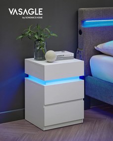 Mesa de cabeçeira com iluminação LED 35,1 x 40,1 x 55,1 cmcores ajustáveis branco