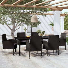 vidaXL 7 pcs conjunto de jantar para jardim preto